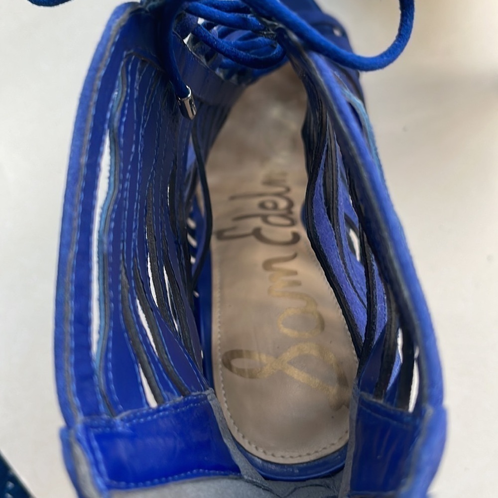 Sam Edelman Amelia Ghillie Cage Sandal,Blue Suede Color,Womens Size 7.5M - Picture 8 of 9
